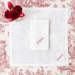 White Linen Xoxo Napkins (Set Of 4)