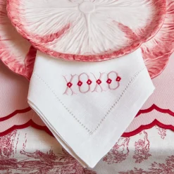 White Linen Xoxo Napkins (Set Of 4)