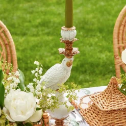 White Parrot Candle Holder (Pair)