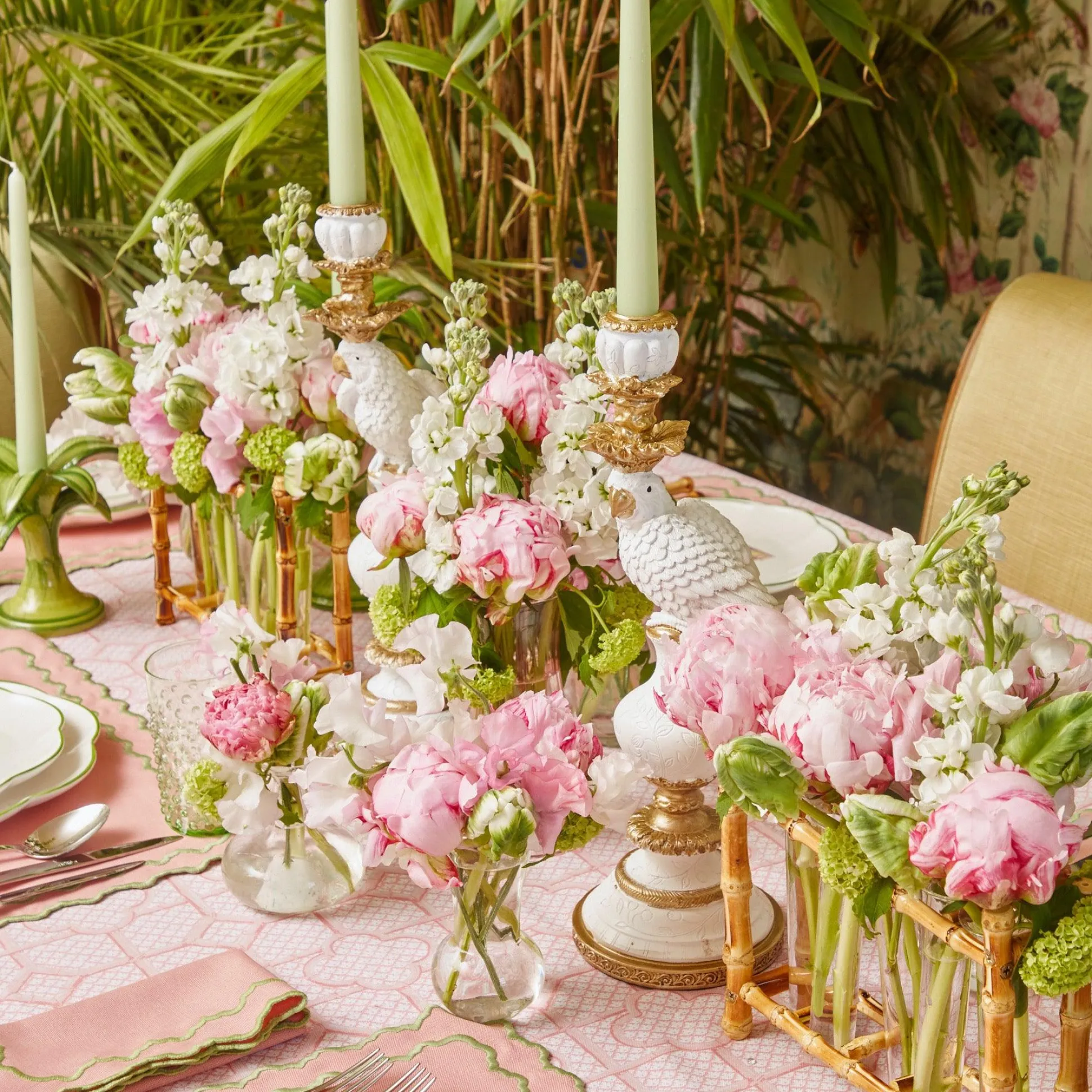 White Parrot Candle Holder (Pair)