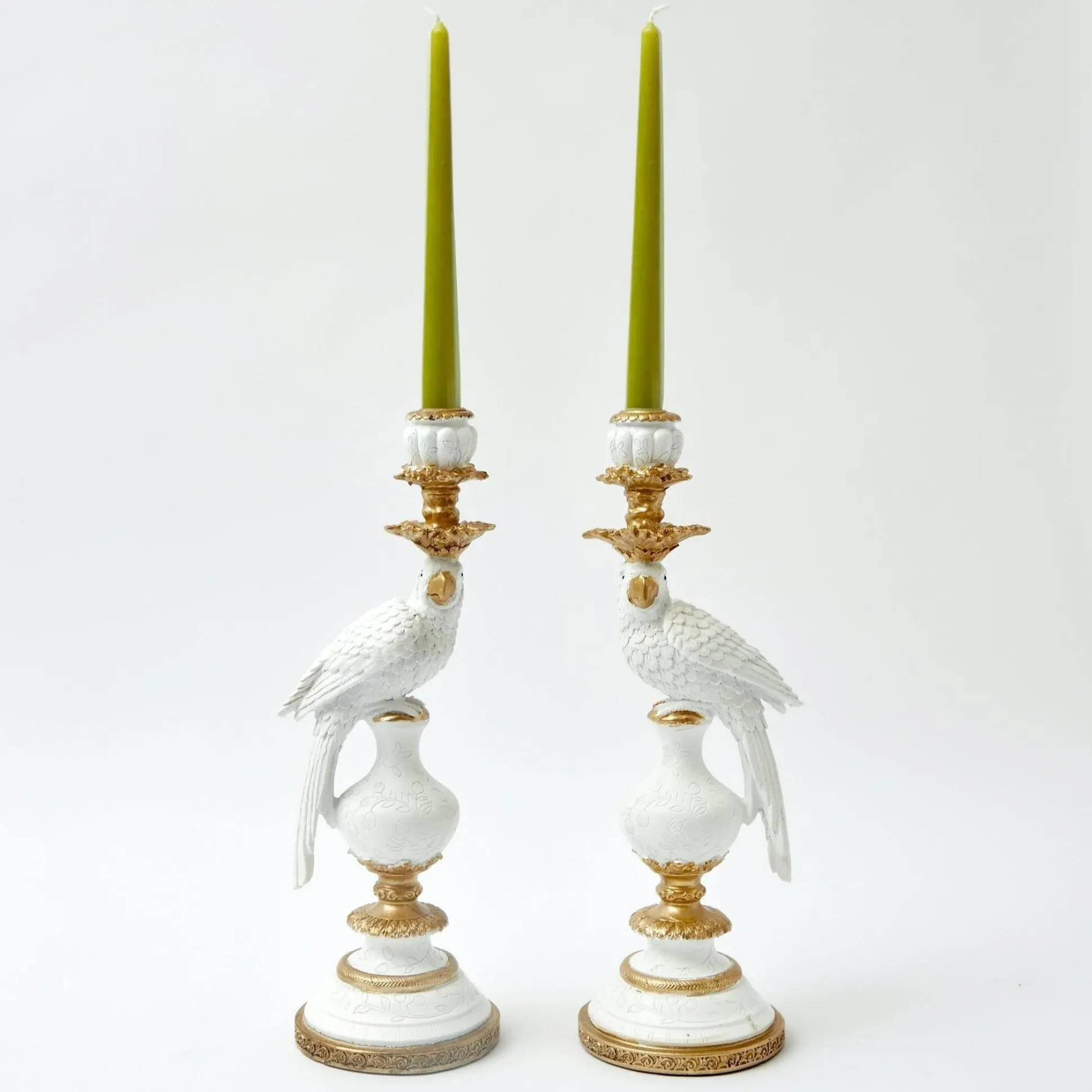 White Parrot Candle Holder (Pair)