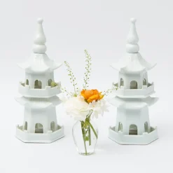 White Porcelain Pagodas (Pair)