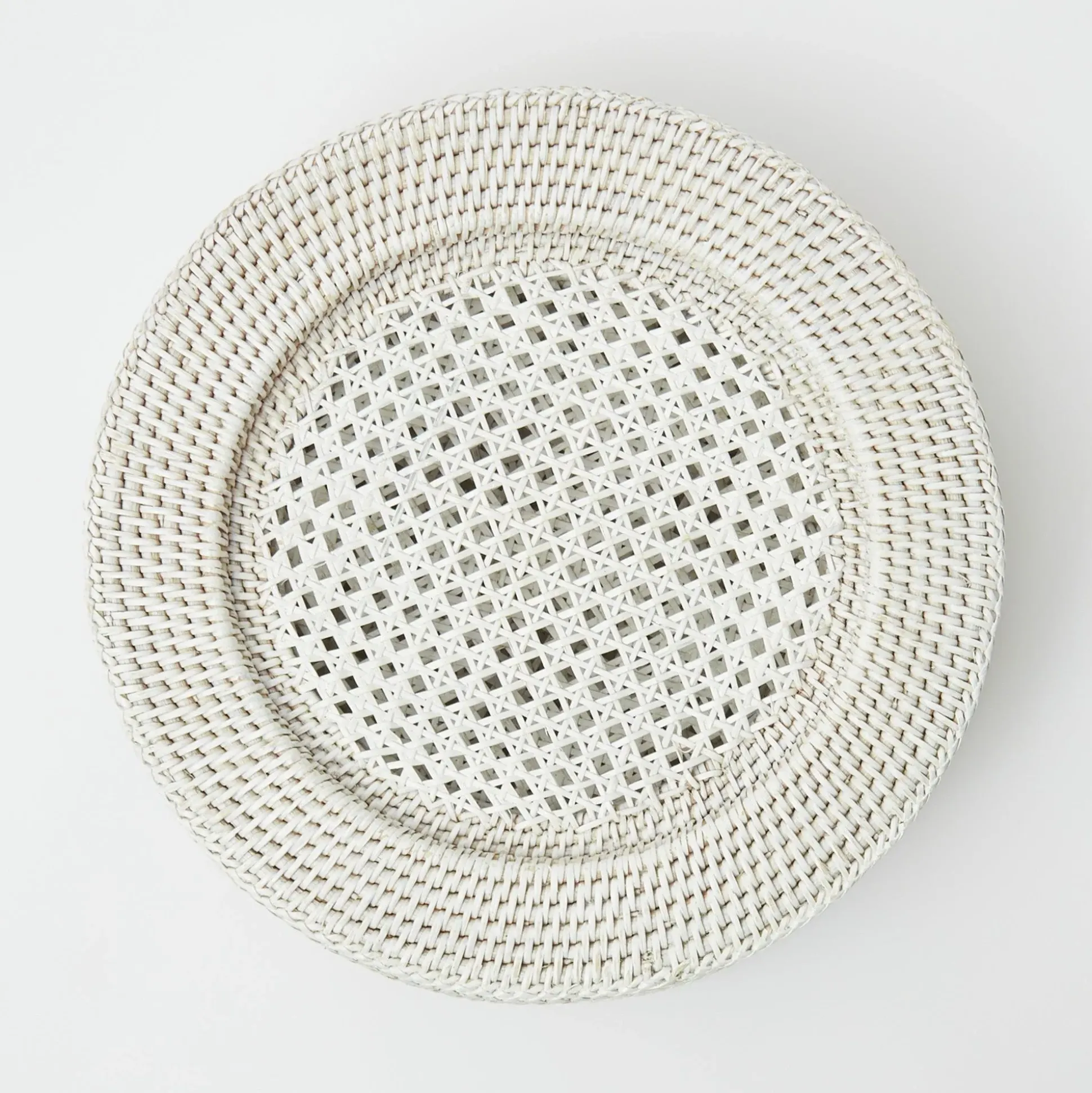 White Rattan Charger Plates (Set Of 4)