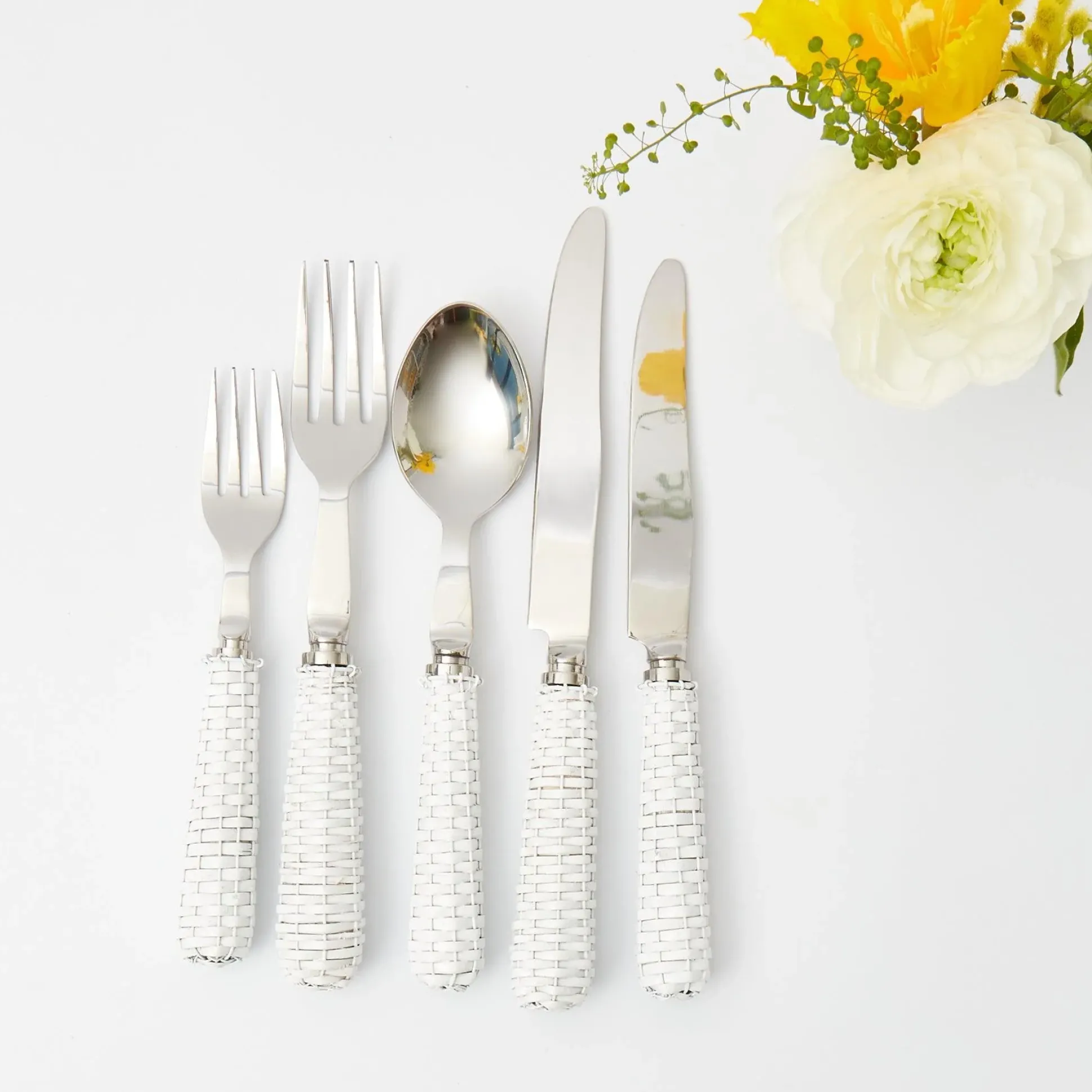 White Rattan Cutlery (5 Piece)