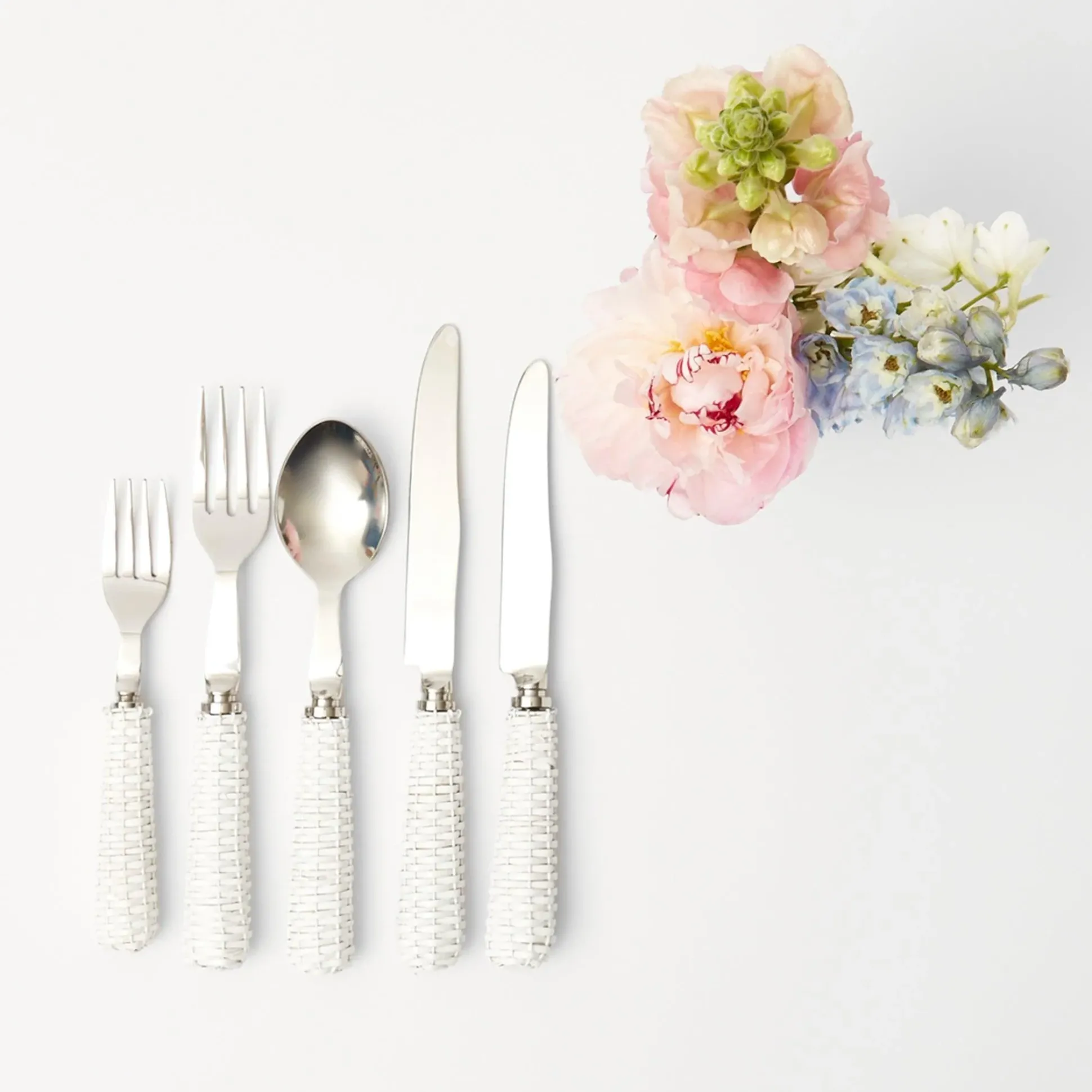 White Rattan Cutlery (5 Piece)