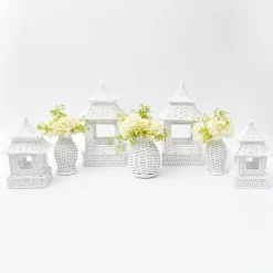 White Rattan Decoration Set