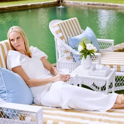 White Rattan Outdoor Side Table