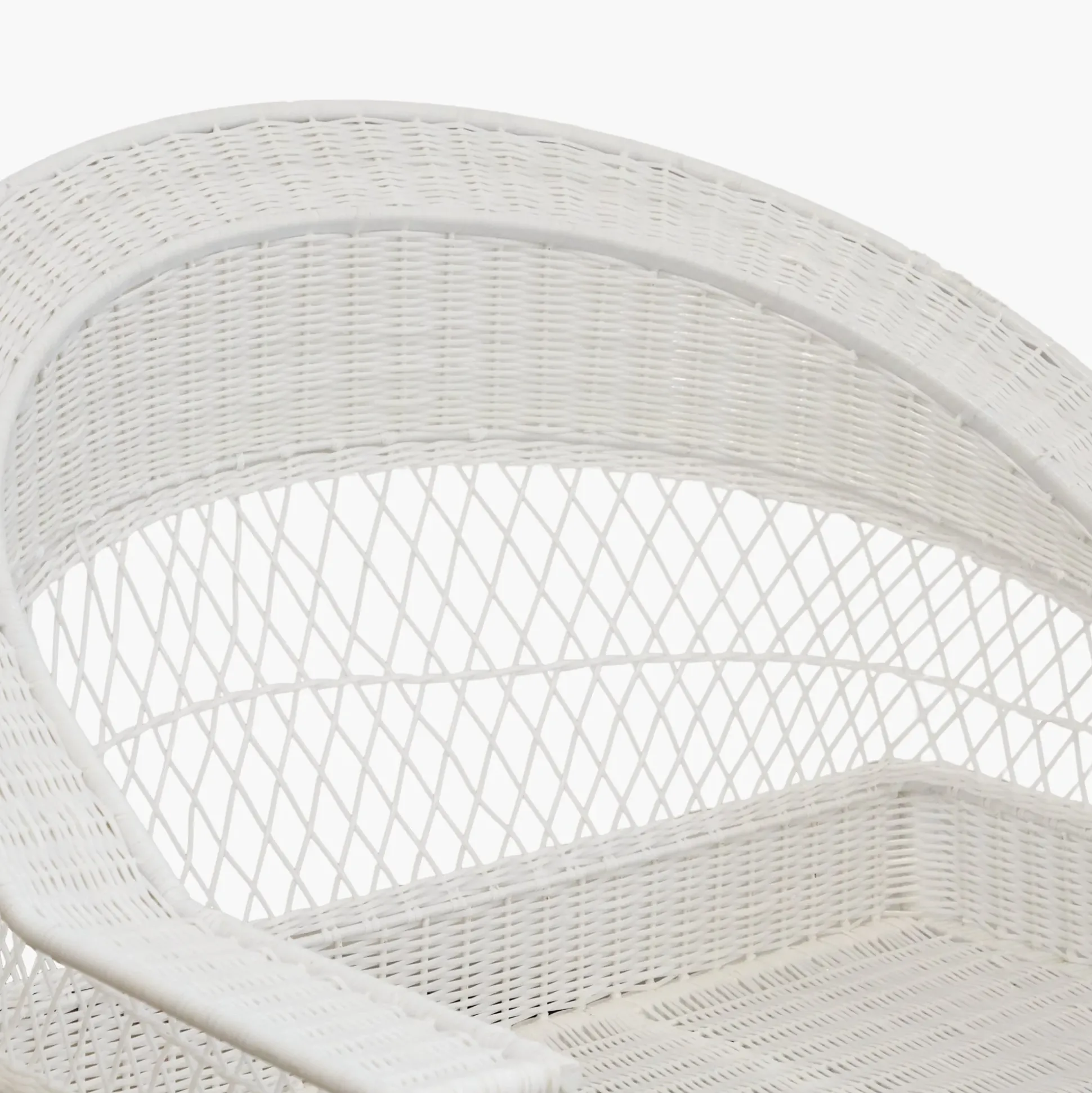 White Rattan Sun Lounger With Blue Ikat Cushion