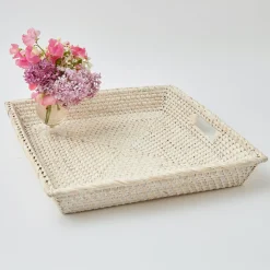 White Rattan Tray