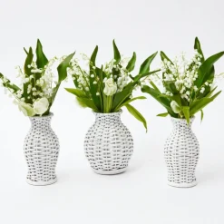 White Rattan Vase (Set Of 3)
