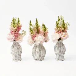 White Rattan Vase (Set Of 3)