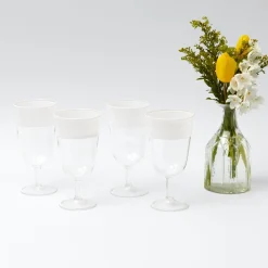 White Ribbon Wine Glasses (Set Of 4)