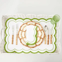 White Scalloped Rattan Breakfast Tray