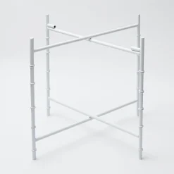 White Scalloped Rattan Tray With Stand