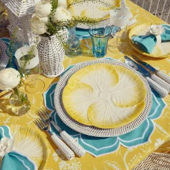 Yellow Capri Lettuce Dinner Plates (Set Of 4)